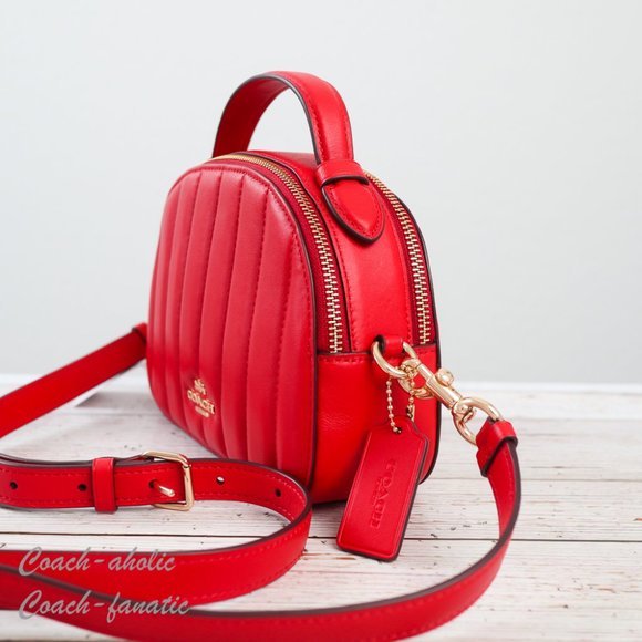 NWT Coach C7259 Serena Leather Satchel With Linear Quilting in Electric Red - Picture 8 of 14